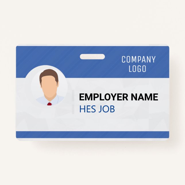 Custom Employee Badge Photo, Bar Code, Logo, Name (Front)