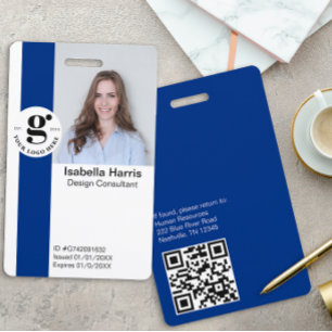 Custom Employee Badge QR Code, Logo, Large Photo