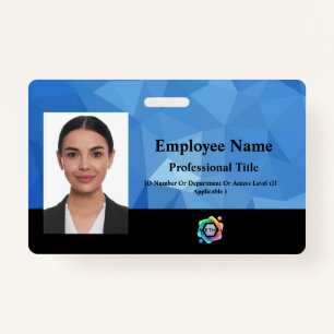Custom Employee Badge with Photo, Barcode, Logo,