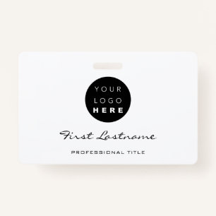 Custom Employee Bar Code Logo Name Black White Badge