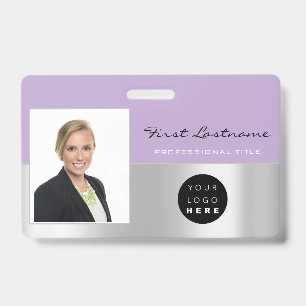 Custom Employee Bar Code Logo Name Scanner Purple Badge