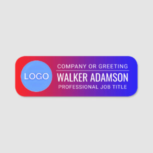 Custom Employee Blue Red Badge, Corporate Logo Name Tag