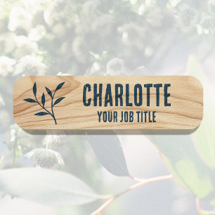 Custom Employee Botanical Blue Magnetic or Pin Name Tag