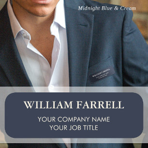 Custom Employee Corporate Blue Cream Magnetic Name Tag