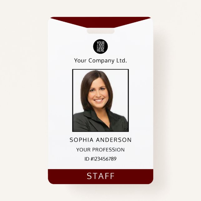 Custom Employee Corporate Business Logo Photo ID   Badge (Front)