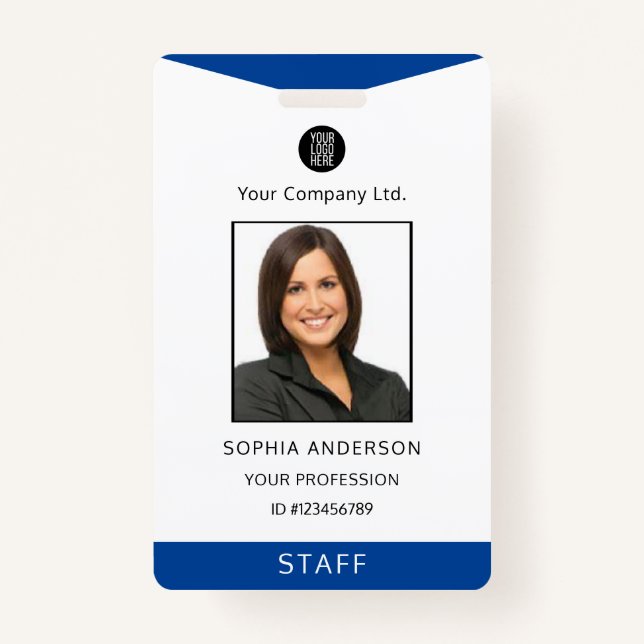 Custom Employee Corporate Business Logo Photo ID  Badge (Front)