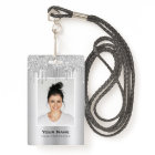 Custom Employee Glitter Drips Silver Grey Name