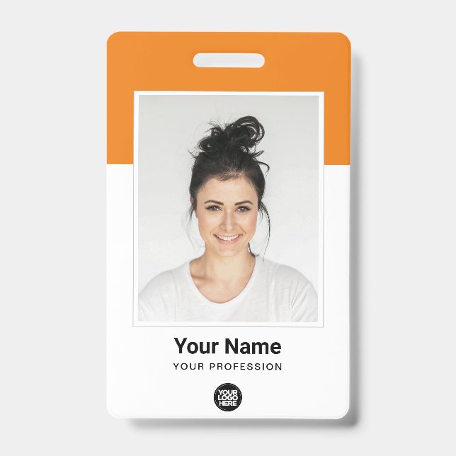 Custom Employee huge Photo Qr Bar Code Logo Name Badge (Front)