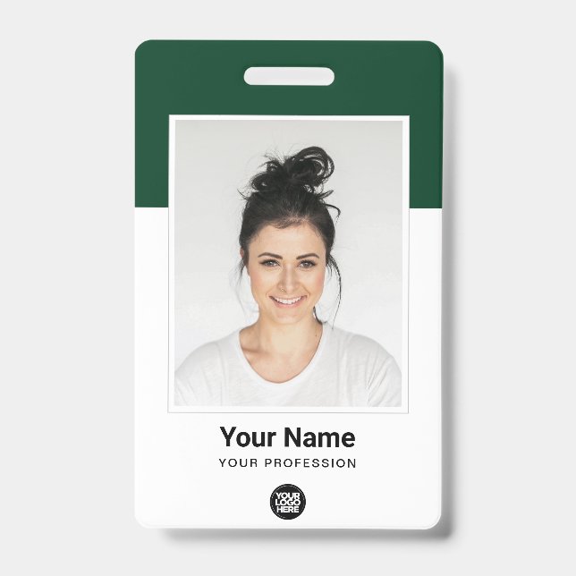 Custom Employee huge Photo Qr Bar Code Logo Name Badge (Front)