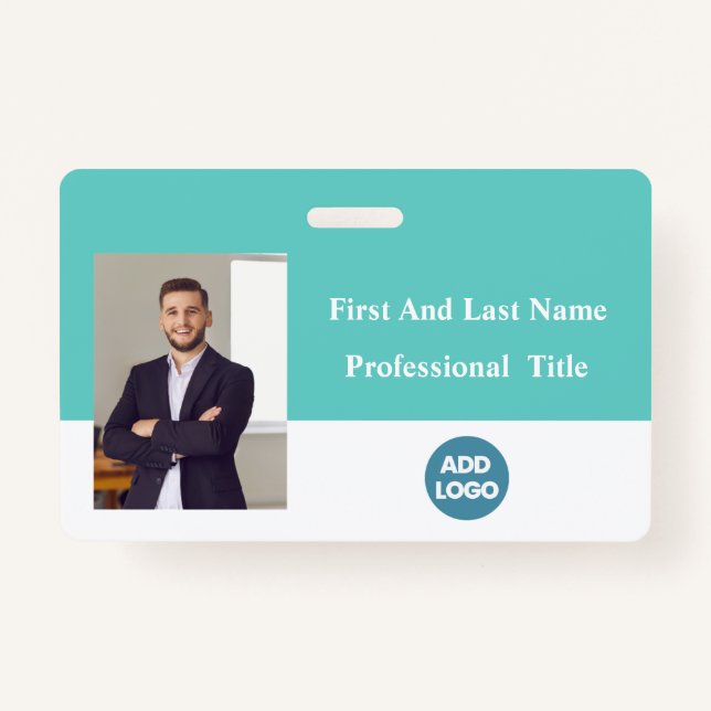 Custom Employee ID Badge - Name, Photo, Barcode  (Front)