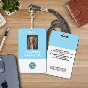 Custom Employee ID Badge - Name, Photo, Logo,..