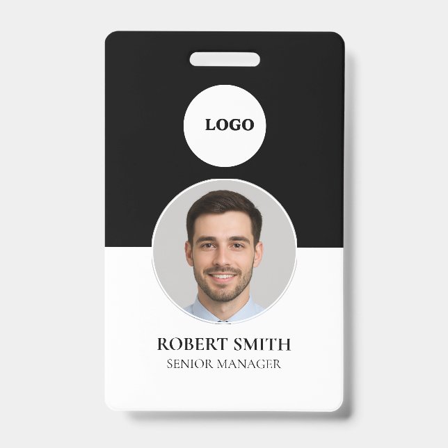 Custom Employee ID Badge with Photo & Barcode (Front)