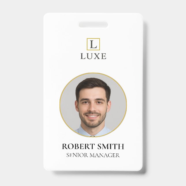 Custom Employee ID Badge with Photo & Barcode (Front)