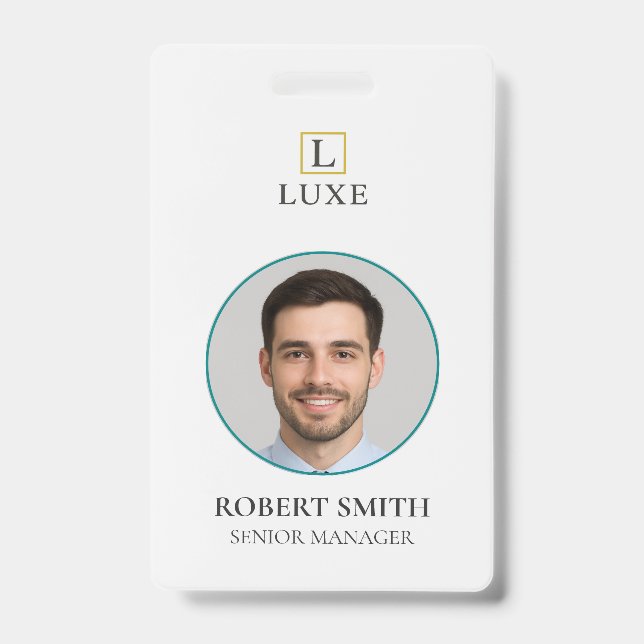 Custom Employee ID Badge with Photo & Barcode (Front)