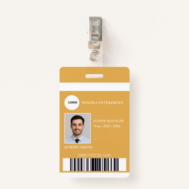Custom Employee ID Card | COMPANY NAME Badge (Front with Clip)