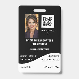 CUSTOM employee ID card editable black white Badge