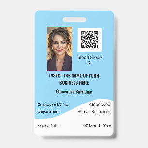 CUSTOM employee ID card editable blue white Badge