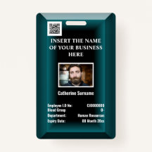 Custom employee ID card | Photo logo blue teal