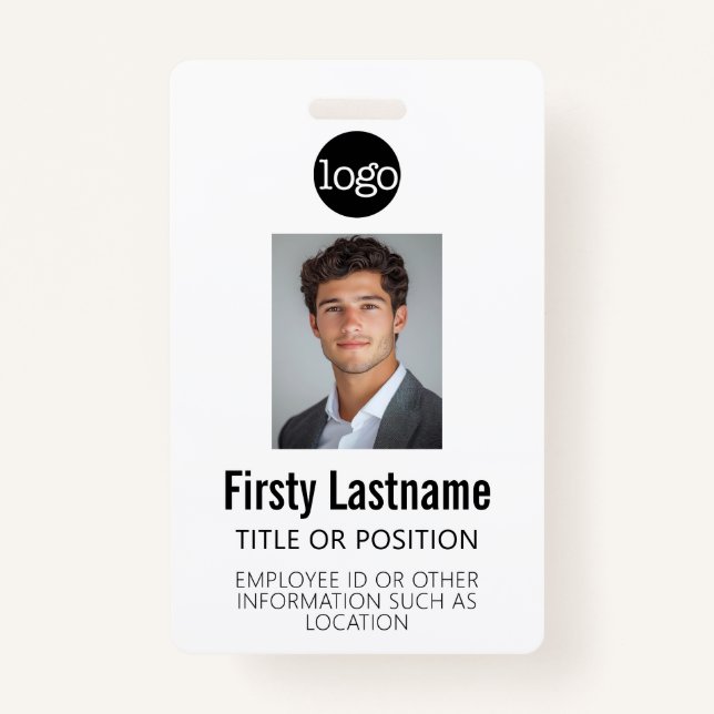 Custom Employee ID - Photo, Bar Code, Logo, Name Badge (Front)