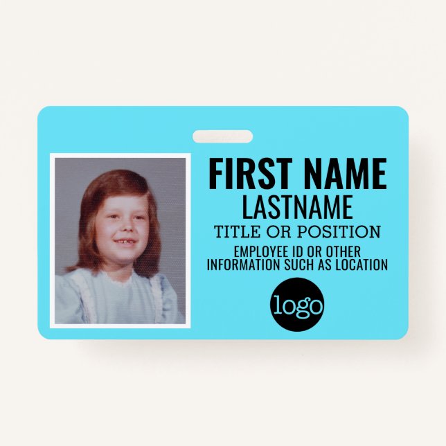 Custom Employee ID - Photo, Bar Code, Logo, Name Badge (Front)