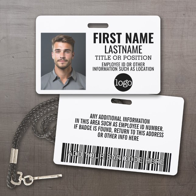 Custom Employee ID - Photo, Bar Code, Logo, Name Badge (Custom Employee ID Badges - thick plastic with full color print)