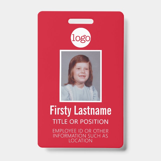 Custom Employee ID - Photo, Bar Code, Logo, Name Badge (Front)