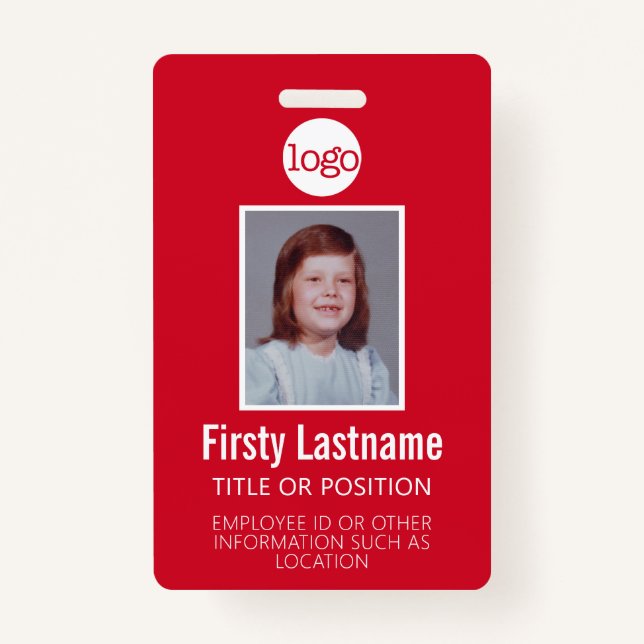 Custom Employee ID - Photo, Bar Code, Logo, Name Badge (Front)