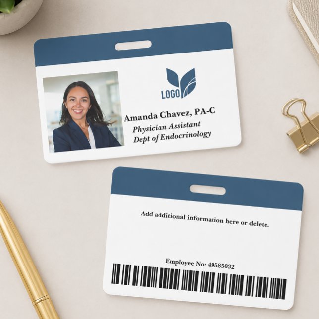 Custom Employee ID Photo Name Badge (Custom Logo Employee Photo Name Badge)