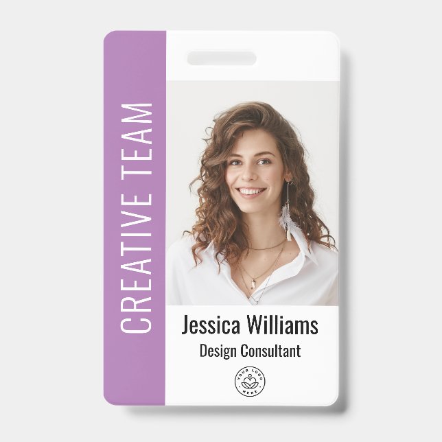 Custom Employee Large Photo, BarCode, Logo, Name Badge (Front)