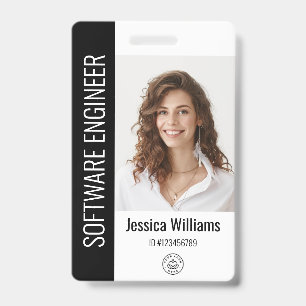 Custom Employee Large Photo, BarCode, Logo, Name Badge
