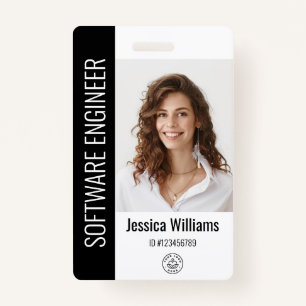 Custom Employee Large Photo, BarCode, Logo, Name Badge