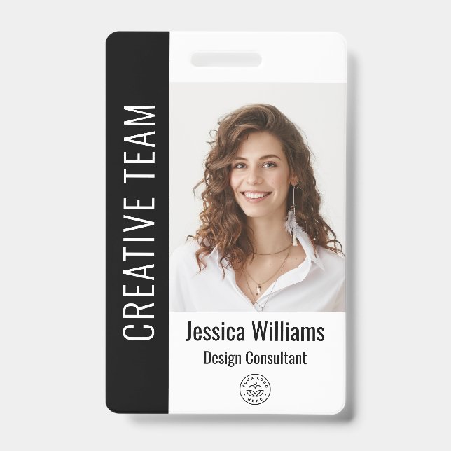 Custom Employee Large Photo, BarCode, Logo, Name Badge (Front)