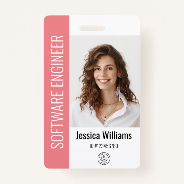 Custom Employee Large Photo, BarCode, Logo, Name Badge (Front)