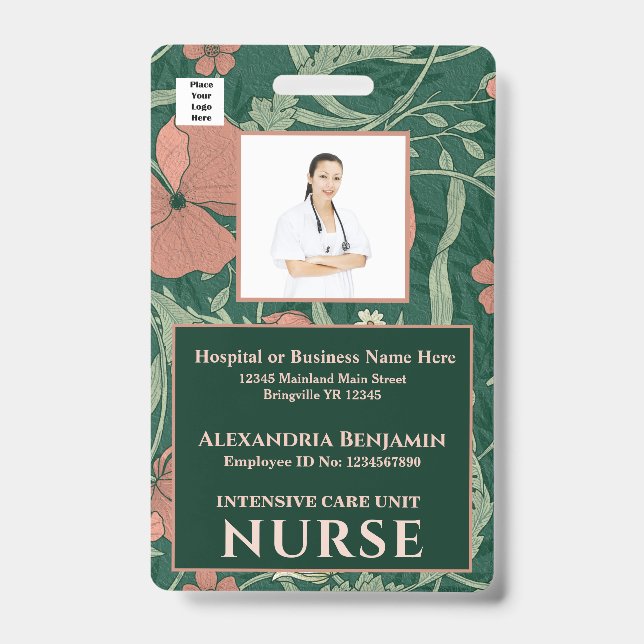 Custom Employee Logo ID Photo Bar Code Personalize Badge (Front)