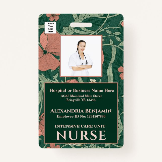 Custom Employee Logo ID Photo Bar Code Personalize Badge (Front)