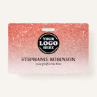 Custom Employee, Logo Name Badge | Pink Glitter
