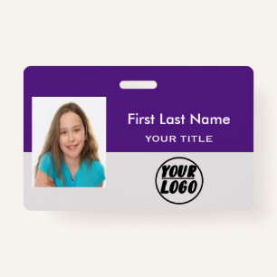Custom Employee Logo & Photo & Bar Code name  Badge