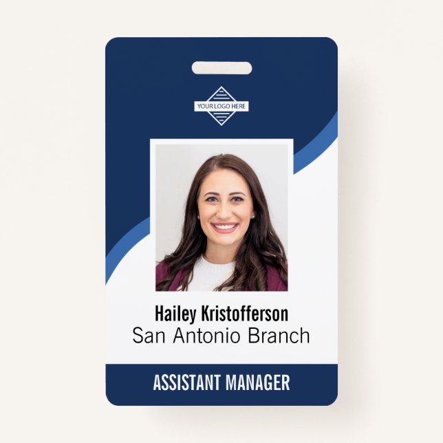 Custom Employee Logo Photo ID Name Badge (Front)