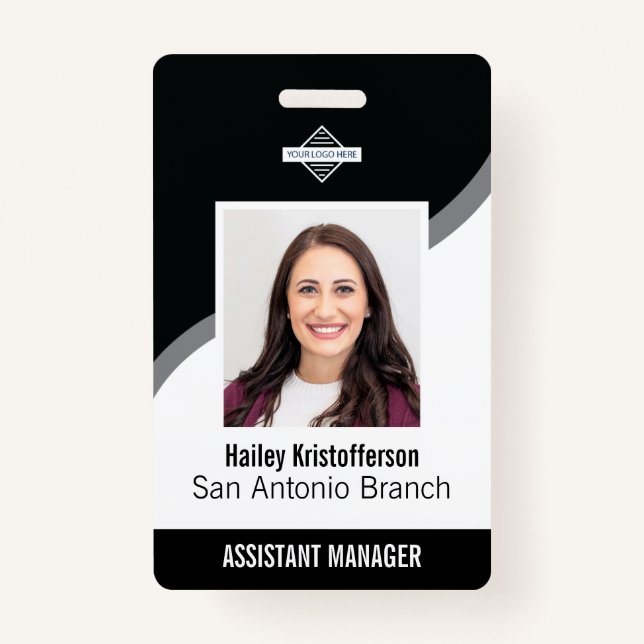 Custom Employee Logo Photo ID Name Badge (Front)