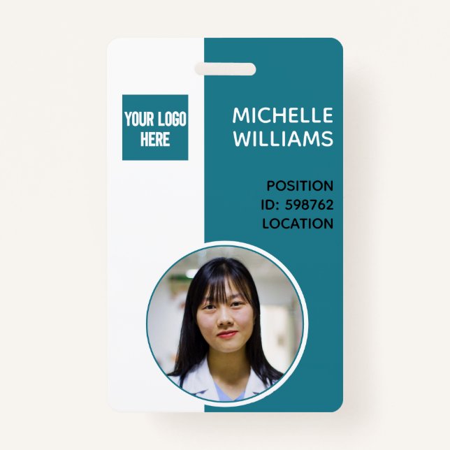 Custom employee logo photo name ID Badge (Front)