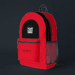 Custom Employee Logo, Text, Slogan, Website Printed Backpack<br><div class="desc">Easily personalize this professional backpack adding your company logo and a custom text. You can add business name, slogan, social media, website or any additional info, or delete it. A simple and modern design in eyecatching red and black featuring clear sans serif font, for a professional and edgy look, perfect...</div>