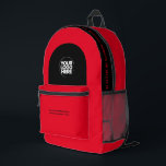 Custom Employee Logo, Text, Slogan, Website Printed Backpack<br><div class="desc">Easily personalize this professional backpack adding your company logo and a custom text. You can add business name, slogan, social media, website or any additional info, or delete it. A simple and modern design in eyecatching red and black featuring clear sans serif font, for a professional and edgy look, perfect...</div>