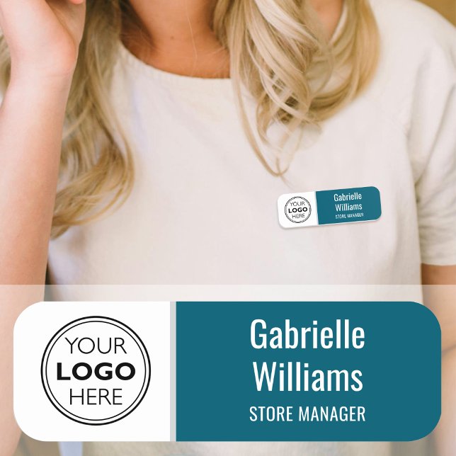 Custom Employee Magnetic Name Tag Logo Teal (Creator Uploaded)