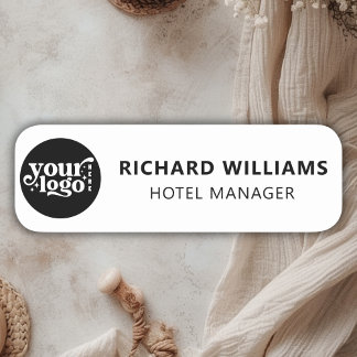 Custom Employee Magnetic or Safety Pin White Name Tag