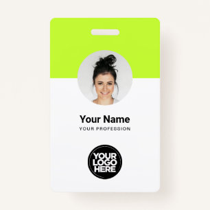 Custom Employee Modern ID Card Acid Green QR Badge