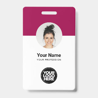 Custom Employee Modern ID Card Cherry Red QR Badge