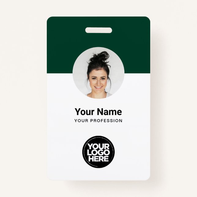Custom Employee Modern ID Card Dark Green QR Badge (Front)