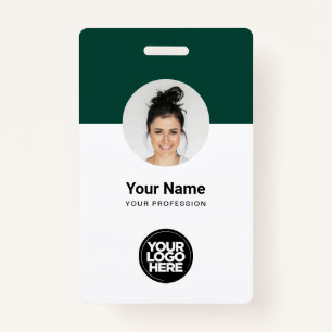 Custom Employee Modern ID Card Green QR Badge