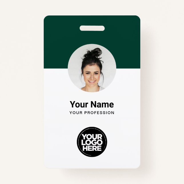 Custom Employee Modern ID Card Green QR Badge (Front)