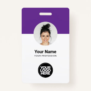 Custom Employee Modern ID Card Purple QR Badge